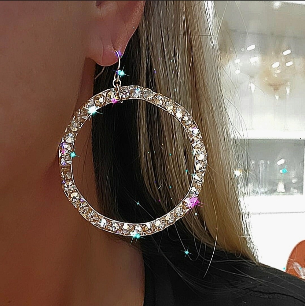 Crystal Rhinestone Dangle Earrings - Picture 7 of 10